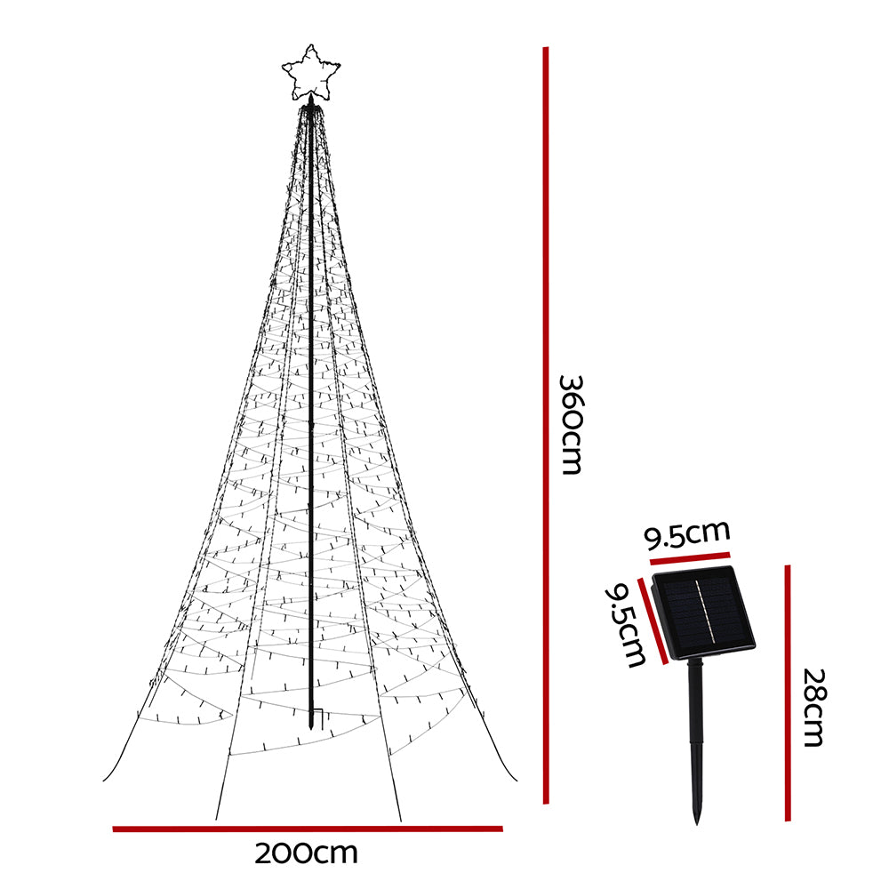 12FT Solar LED Christmas Tree with 800 Warm White LEDs