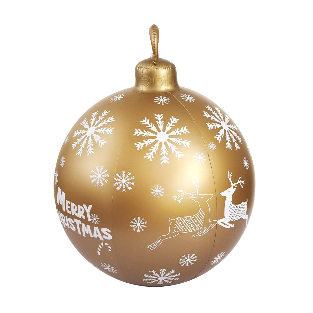 60CM Gold Inflatable Christmas Bauble with Merry Christmas Design