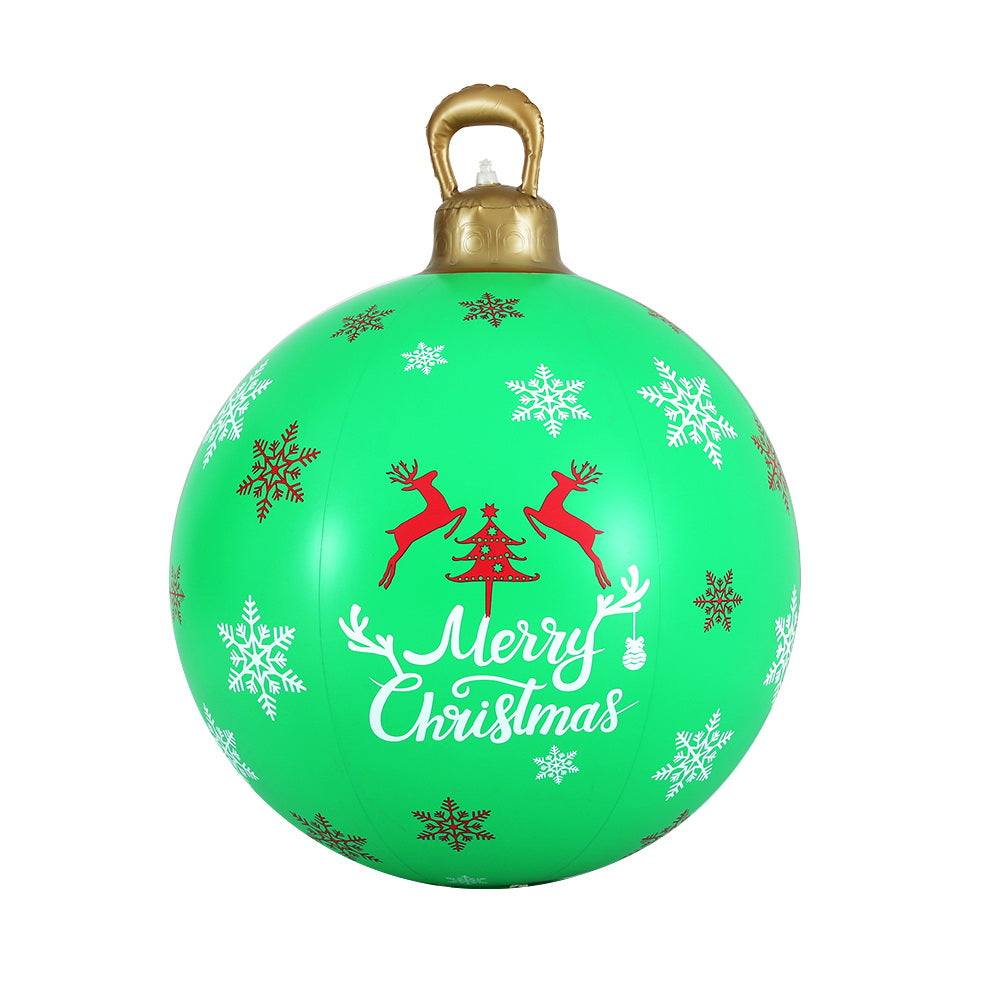 60CM Green Inflatable Christmas Bauble with Tree & Snowflake Design