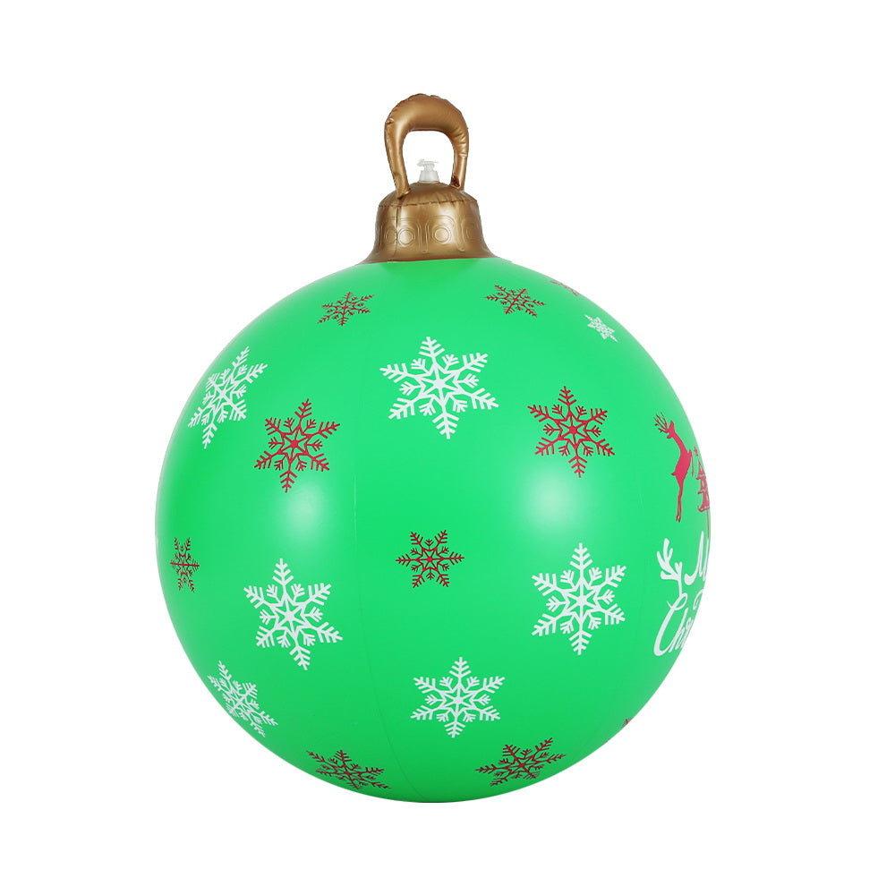 60CM Green Inflatable Christmas Bauble with Tree & Snowflake Design
