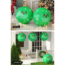 60CM Green Inflatable Christmas Bauble with Tree & Snowflake Design