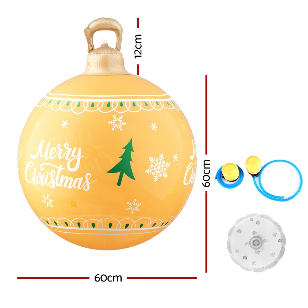60CM Yellow Inflatable Christmas Bauble with Merry Christmas Design