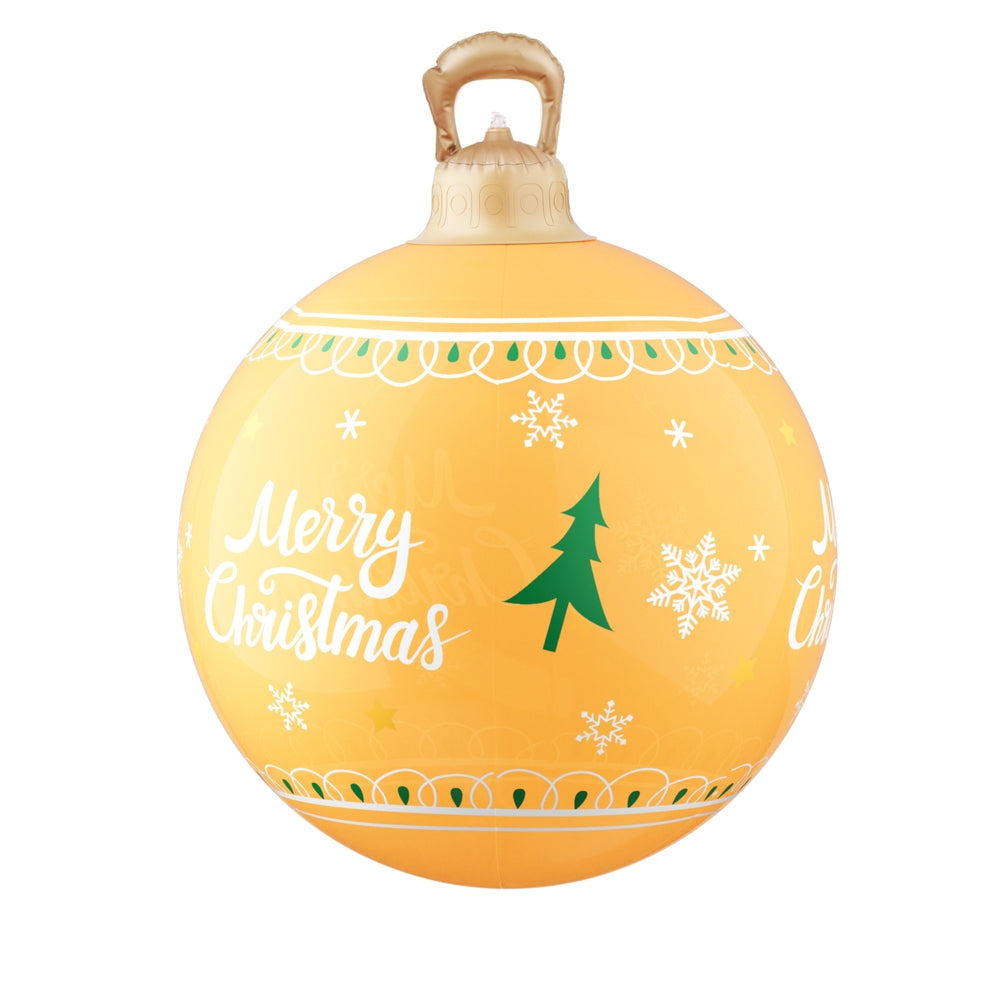 60CM Yellow Inflatable Christmas Bauble with Merry Christmas Design