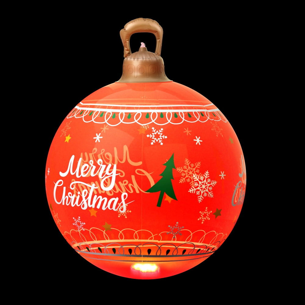 60CM Red Inflatable Christmas Bauble with Merry Christmas Design