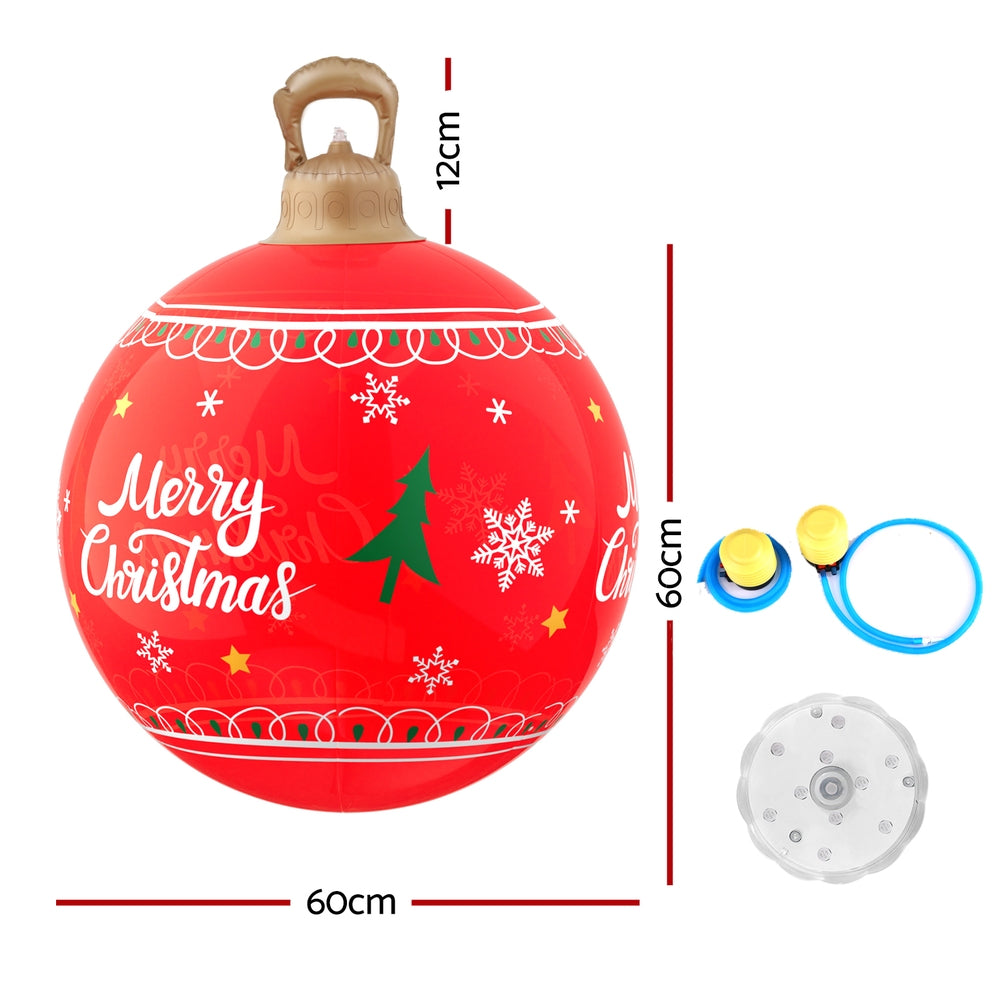 60CM Red Inflatable Christmas Bauble with Merry Christmas Design