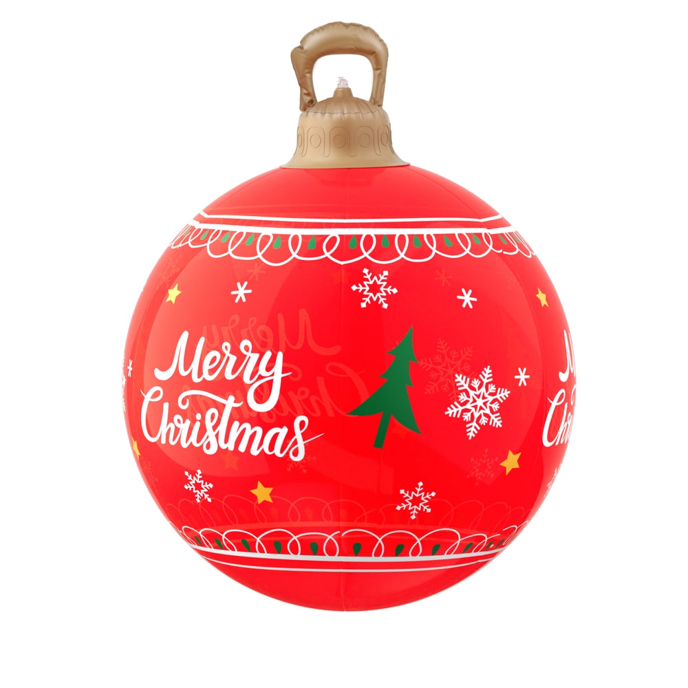 60CM Red Inflatable Christmas Bauble with Merry Christmas Design