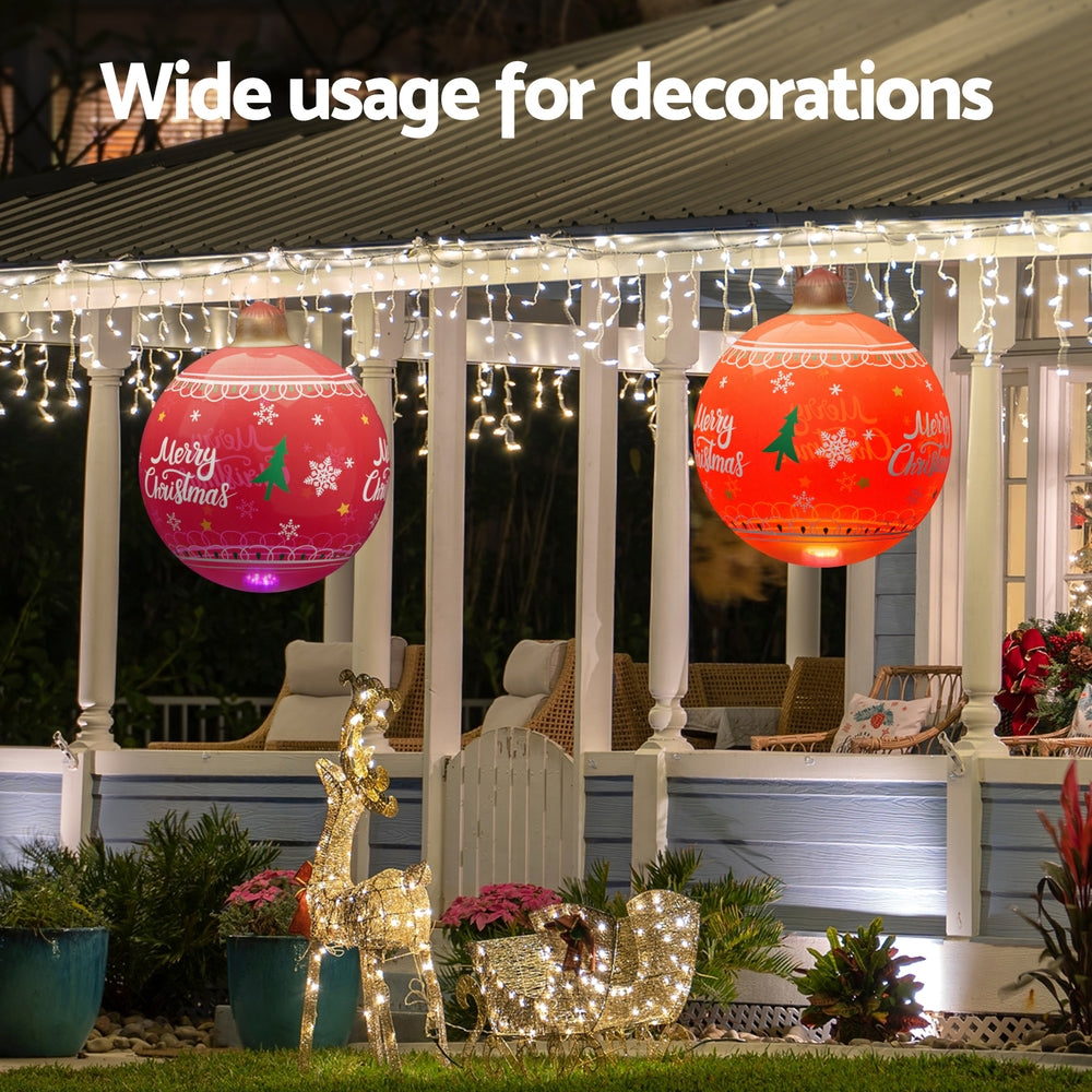 60CM Red Inflatable Christmas Bauble with Merry Christmas Design