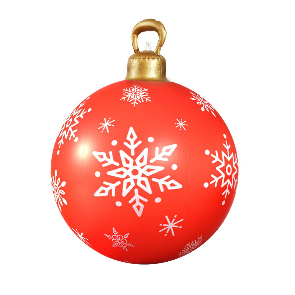 60CM Red Inflatable Christmas Bauble with Snowflake Design