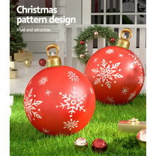 60CM Red Inflatable Christmas Bauble with Snowflake Design