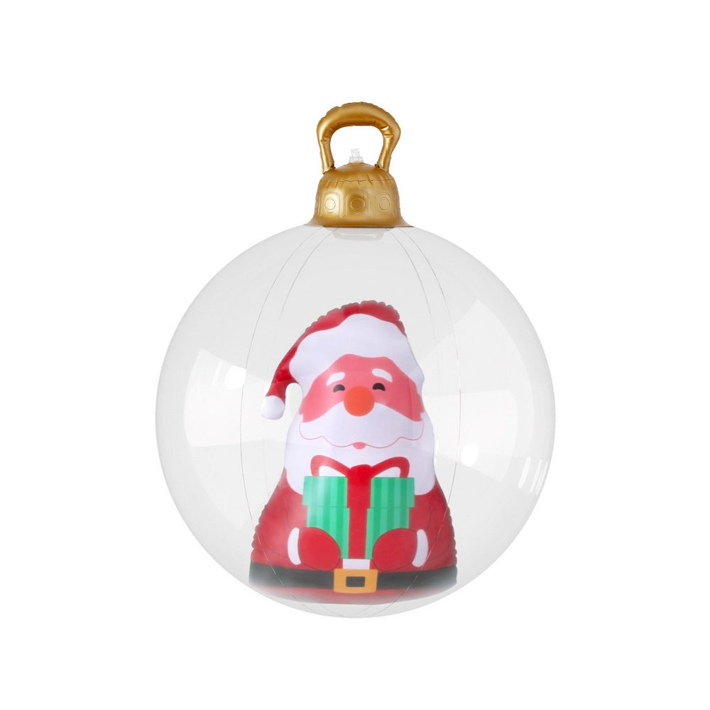 60CM Clear Inflatable Christmas Bauble with Santa & Present