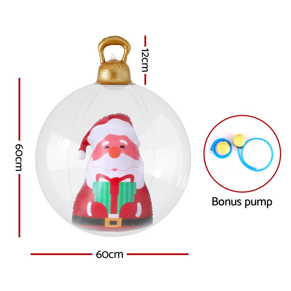 60CM Clear Inflatable Christmas Bauble with Santa & Present