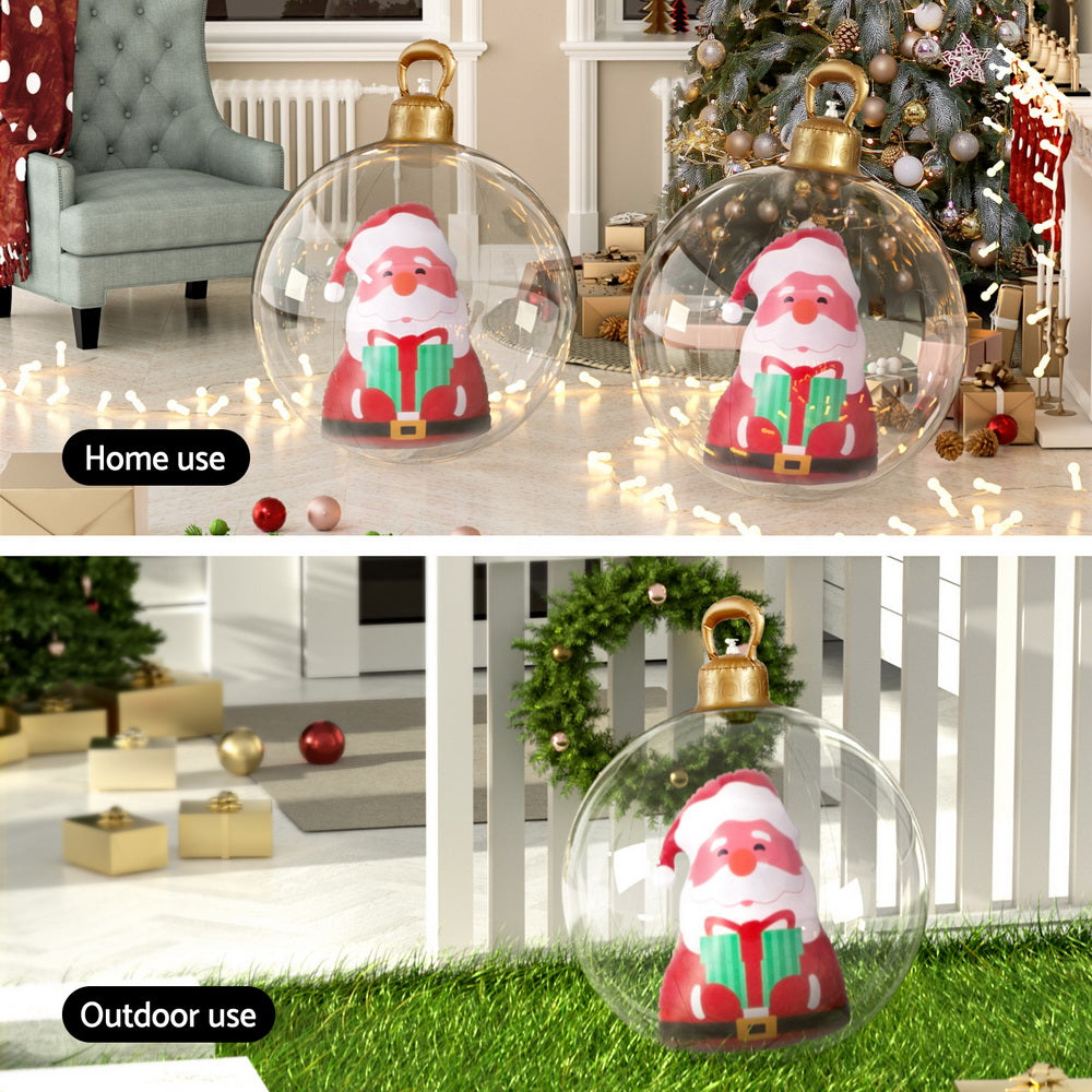 60CM Clear Inflatable Christmas Bauble with Santa & Present