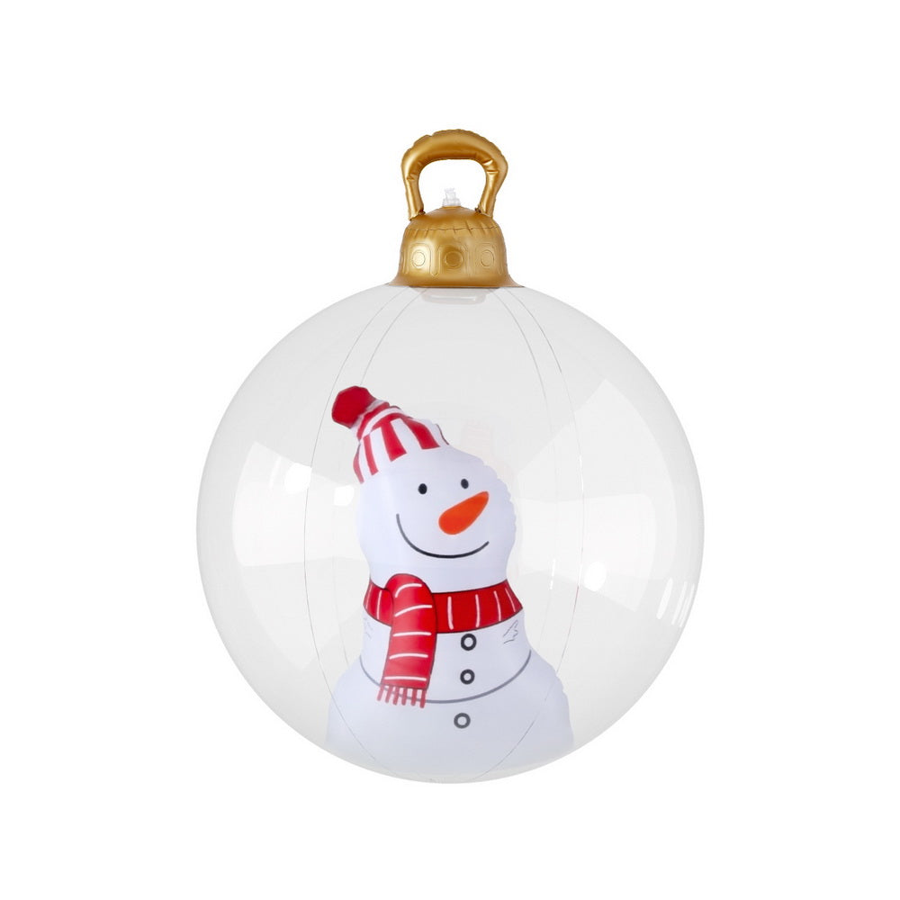 60CM Clear Inflatable Christmas Bauble with Snowman Design