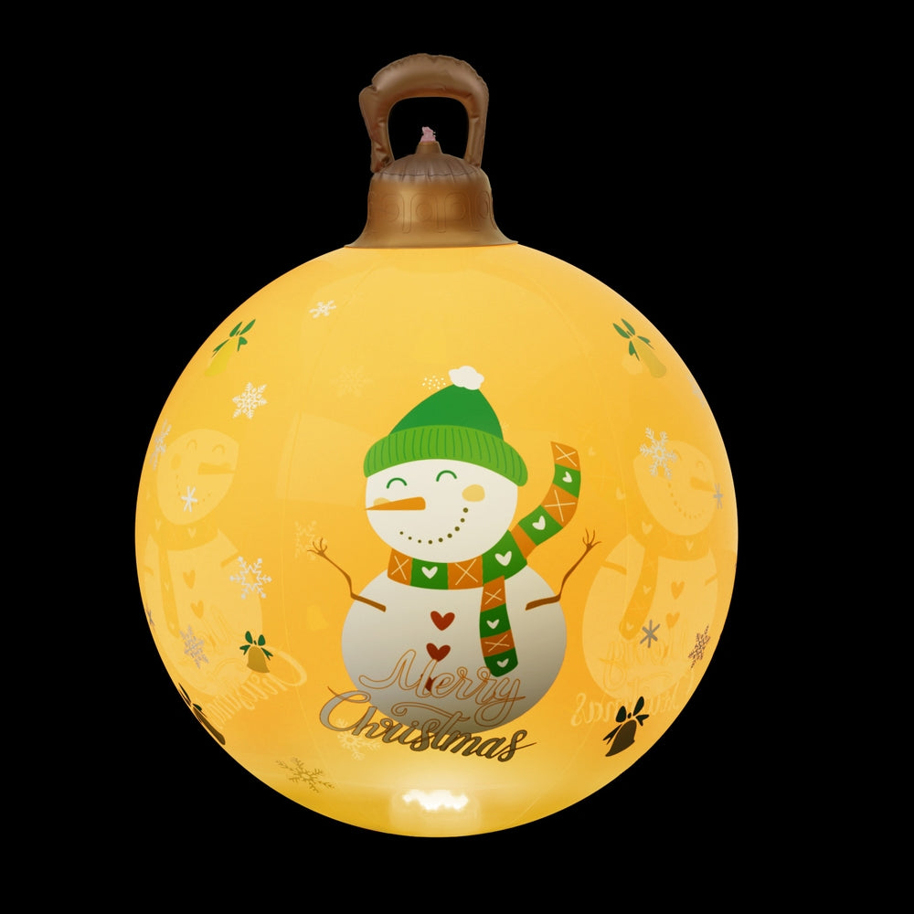 60CM Yellow Inflatable Christmas Bauble with Snowman Design