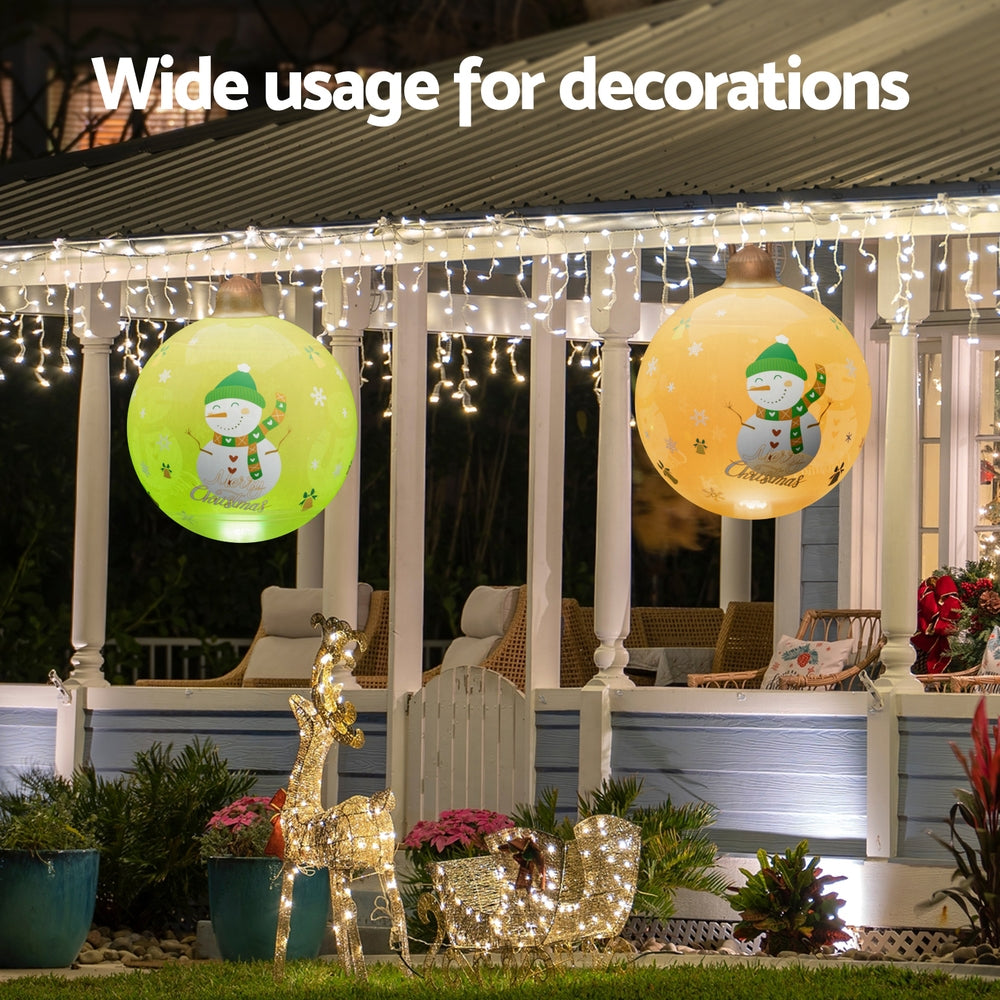 60CM Yellow Inflatable Christmas Bauble with Snowman Design