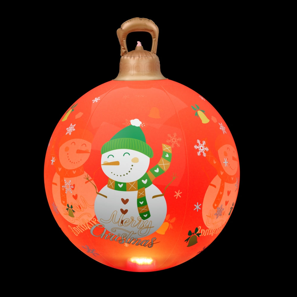 60CM Red Inflatable Christmas Bauble with Snowman Design