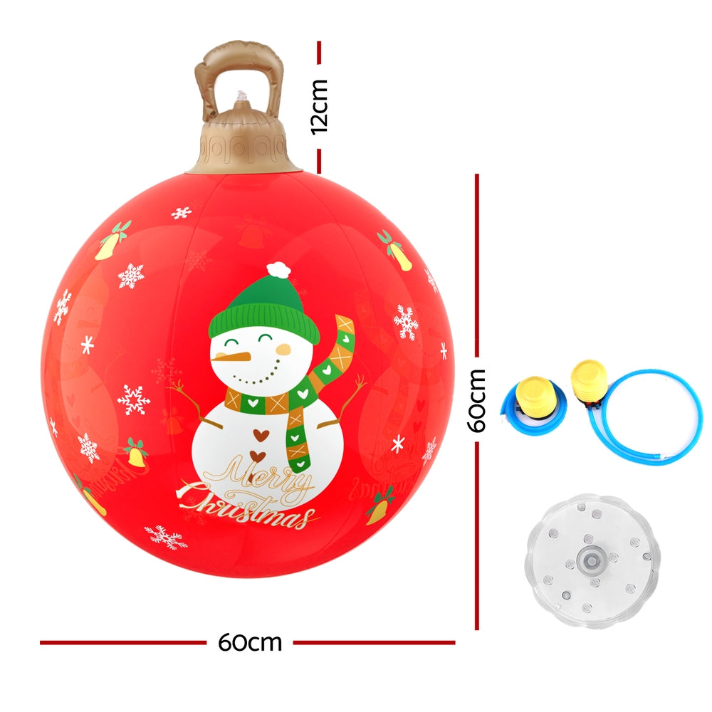 60CM Red Inflatable Christmas Bauble with Snowman Design