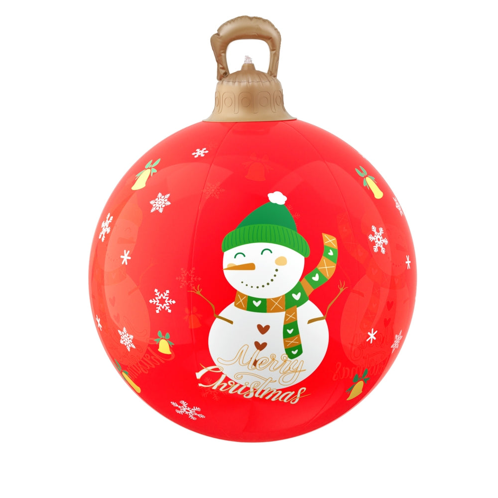 60CM Red Inflatable Christmas Bauble with Snowman Design