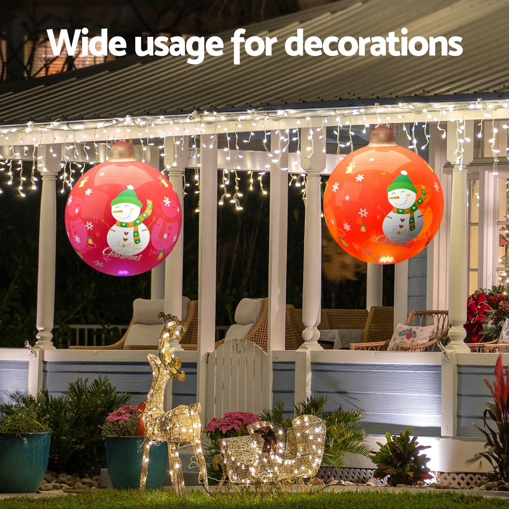 60CM Red Inflatable Christmas Bauble with Snowman Design