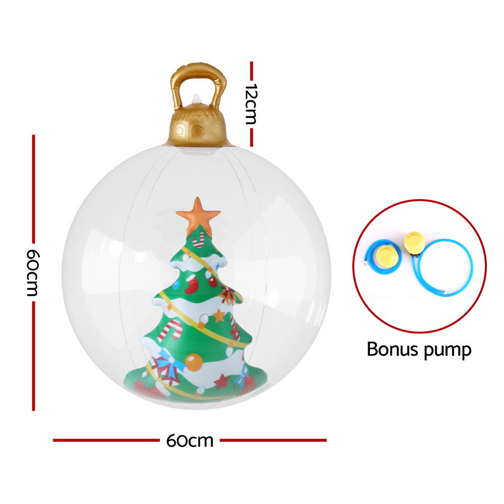 60CM Clear Inflatable Christmas Bauble with Christmas Tree Design