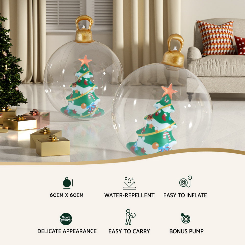 60CM Clear Inflatable Christmas Bauble with Christmas Tree Design