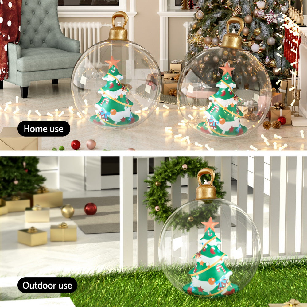60CM Clear Inflatable Christmas Bauble with Christmas Tree Design