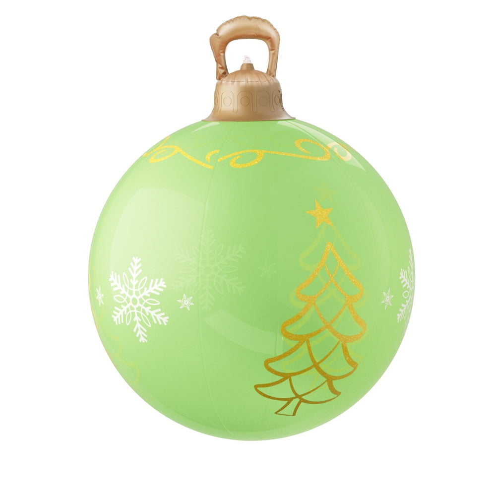 60CM Green Inflatable Christmas Bauble with Tree & Snowflake Design