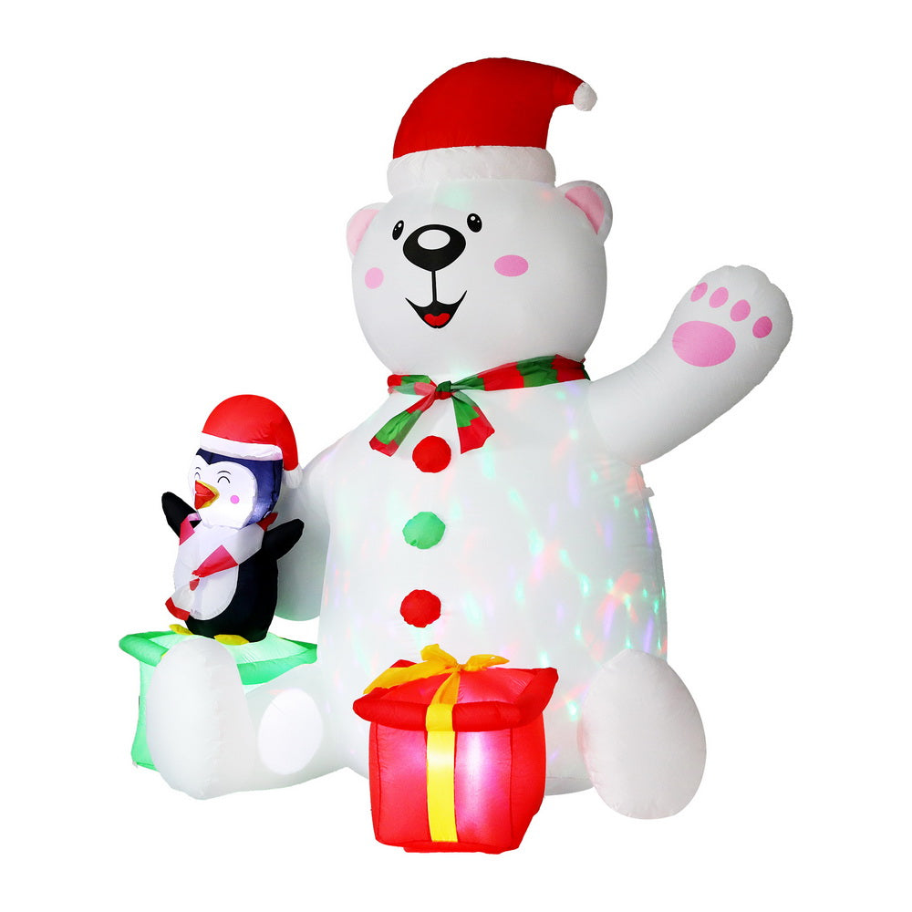 1.8M Polar Bear with Penguin & Present Christmas Inflatable with LED Lights