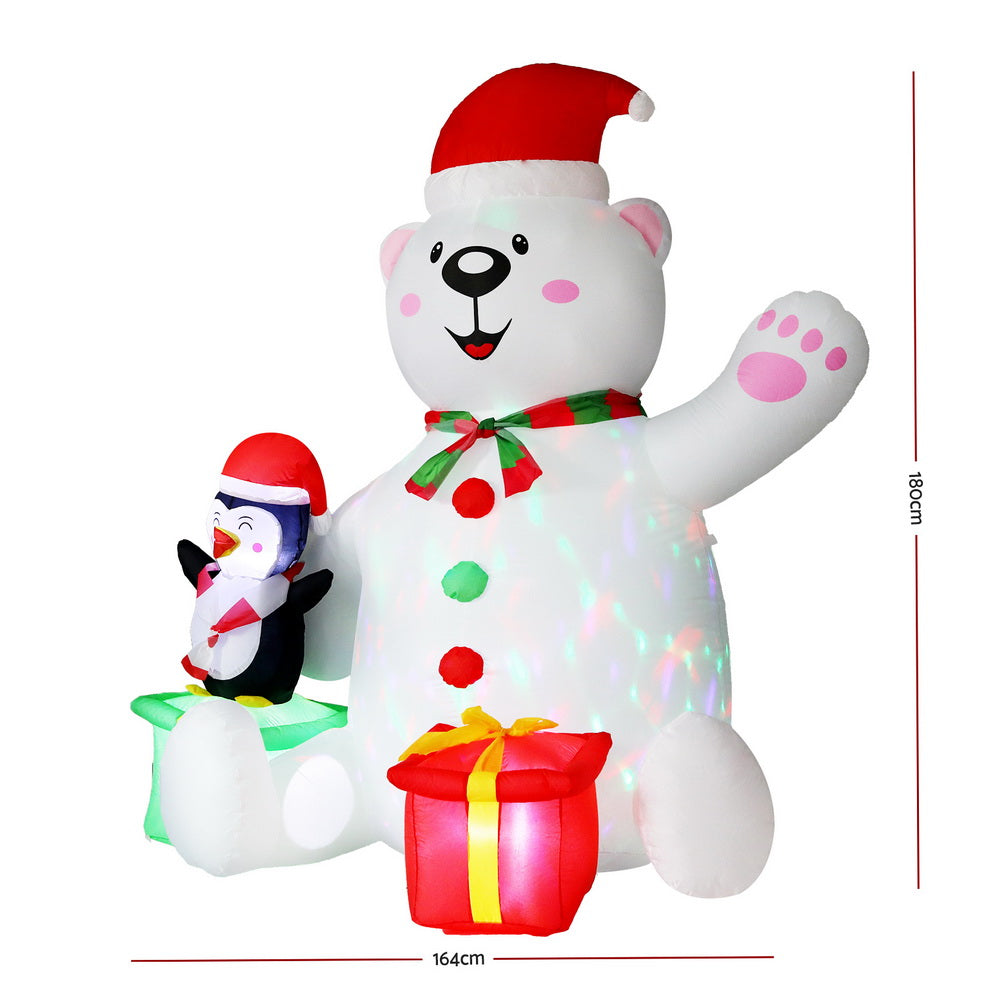 1.8M Polar Bear with Penguin & Present Christmas Inflatable with LED Lights