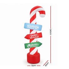 2.4M Candy Cane Signpost Inflatable with LED Lights
