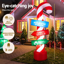 2.4M Candy Cane Signpost Inflatable with LED Lights