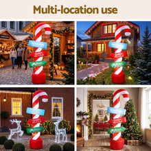 2.4M Candy Cane Signpost Inflatable with LED Lights