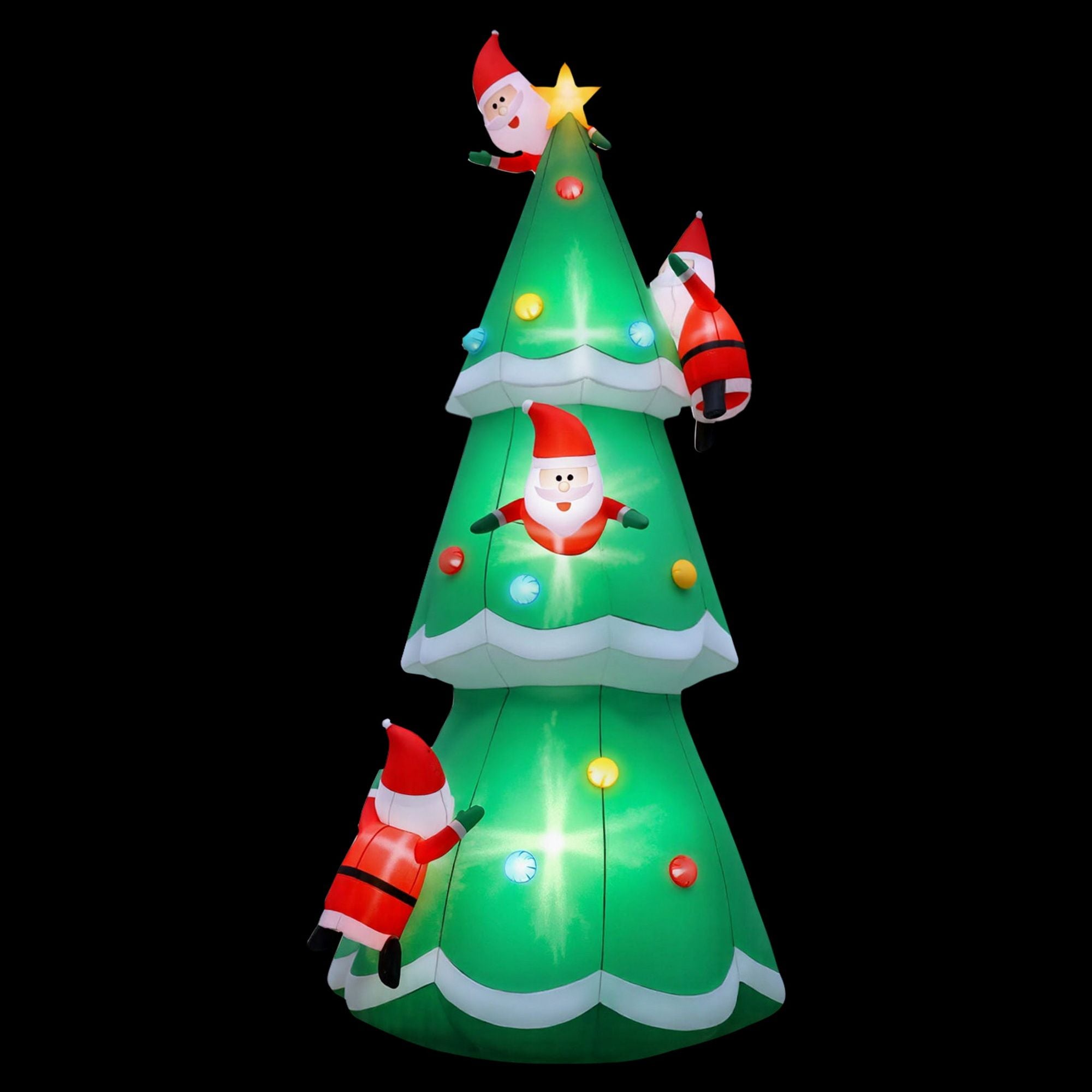 5M Giant Christmas Tree with Climbing Santas Inflatable with LED Lights