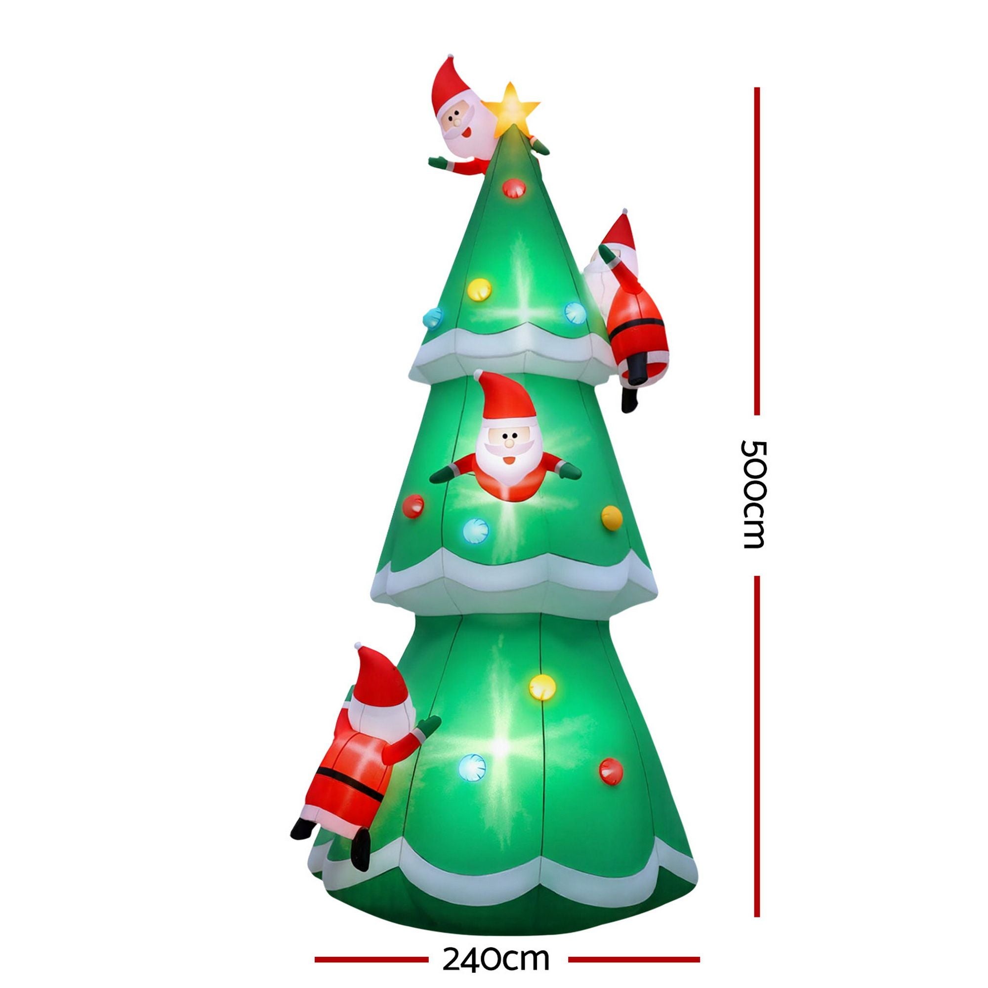 5M Giant Christmas Tree with Climbing Santas Inflatable with LED Lights