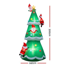 5M Giant Christmas Tree with Climbing Santas Inflatable with LED Lights