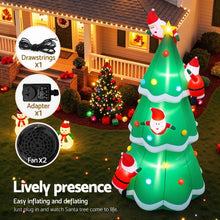 5M Giant Christmas Tree with Climbing Santas Inflatable with LED Lights