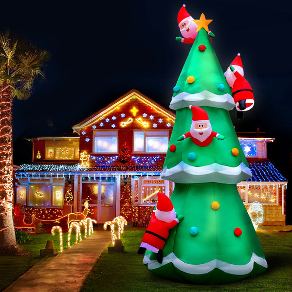 5M Christmas Inflatable Santa & Tree Display – 6 Cold White LED Lights