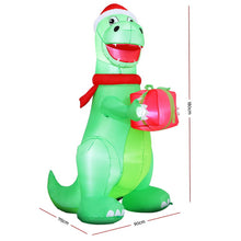 1.8M Christmas Dinosaur Inflatable with Present – LED Illuminated