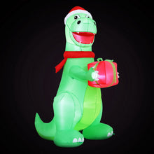 1.8M Christmas Dinosaur Inflatable with Present – LED Illuminated