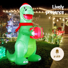 1.8M Christmas Dinosaur Inflatable with Present – LED Illuminated