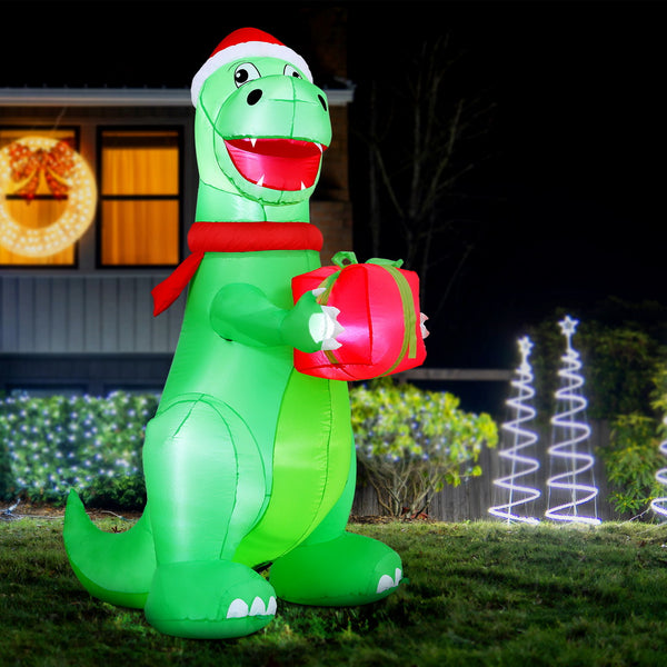 1.8M Christmas Inflatable Dinosaur Display – 3 Cold White LED Lights