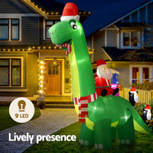 3.8M Giant Christmas Dinosaur Inflatable with Santa & Penguins