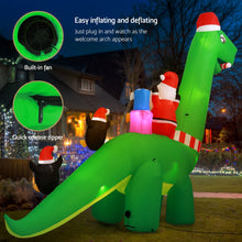 3.8M Giant Christmas Dinosaur Inflatable with Santa & Penguins