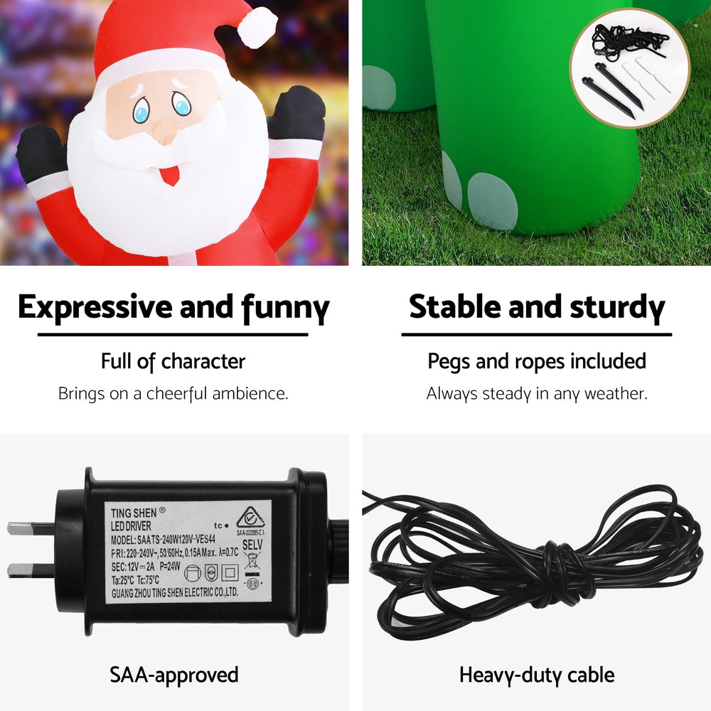 3.8M Giant Christmas Dinosaur Inflatable with Santa & Penguins