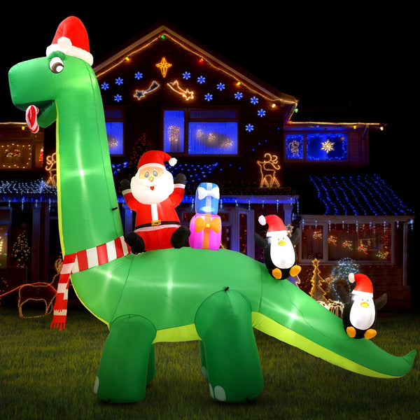 5.36M Christmas Inflatable Dinosaur Display – 9 Cold White LED Lights