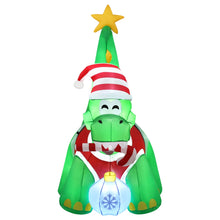 1.86M Christmas Dinosaur Inflatable with Scarf & Bauble – 4 LEDs