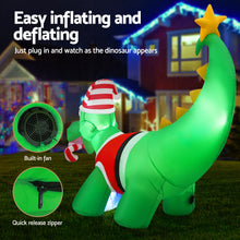1.86M Christmas Dinosaur Inflatable with Scarf & Bauble – 4 LEDs