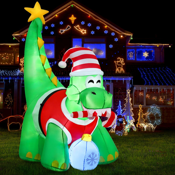 1.86M Christmas Inflatable Dinosaur Display – 4 Cold White LED Lights