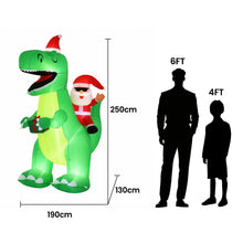 2.5M Santa Riding Dinosaur Christmas Inflatable with LED Lights