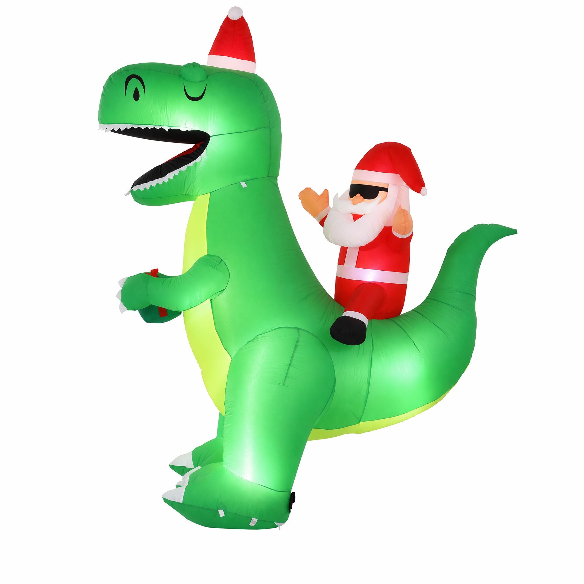 2.5M Santa Riding Dinosaur Christmas Inflatable with LED Lights